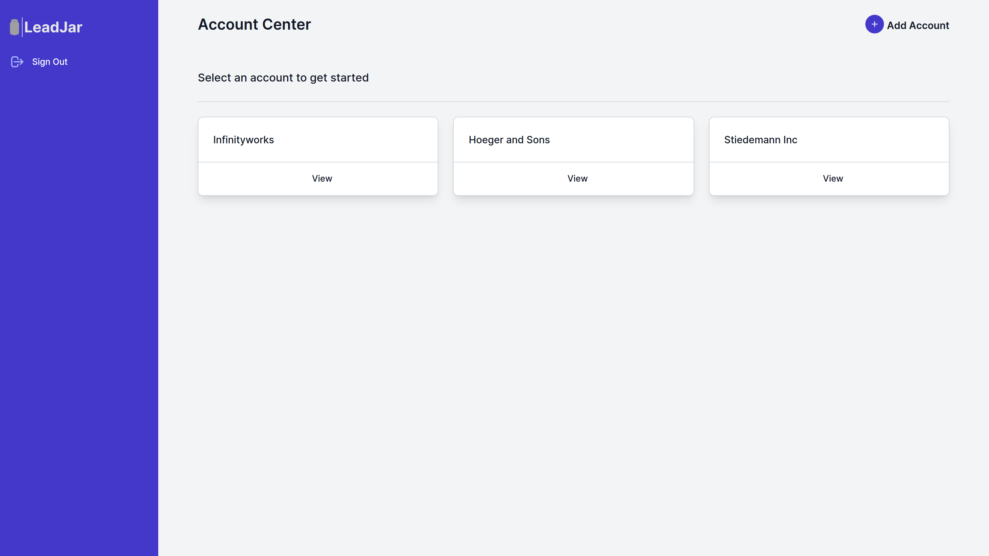 LeadJar Accounts view